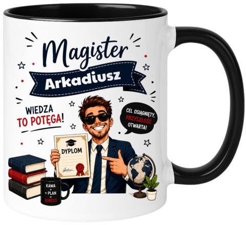Kubek prezent Pan MAGISTER nadruk z imieniem upominek zakończenie studiów