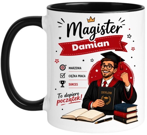 Kubek prezent Pan MAGISTER nadruk z imieniem upominek zakończenie studiów