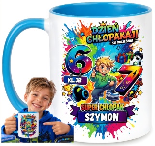 Kubek z nadrukiem prezent Dzień CHŁOPAKA dla Chłopca Kolegi z klasy + IMIĘ