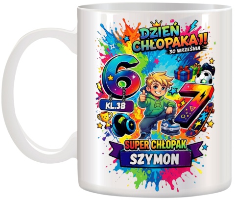 Kubek z nadrukiem prezent Dzień CHŁOPAKA dla Chłopca Kolegi z klasy + IMIĘ