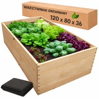 Warzywniak drewniany Zielnik Skrzynia na warzywa Inspekt Grządka 120x80x36